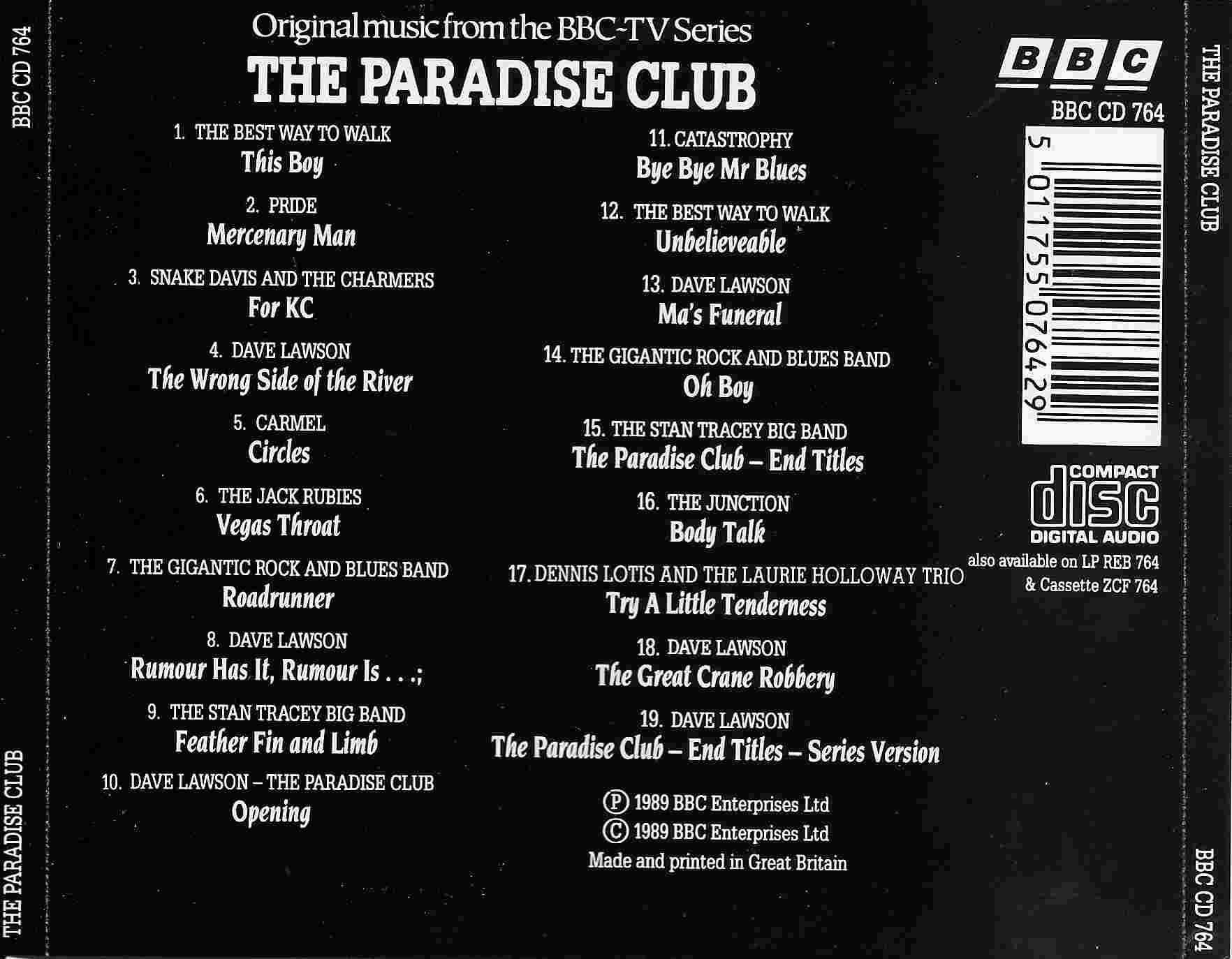Picture of BBCCD764 The Paradise Club by artist Various from the BBC records and Tapes library